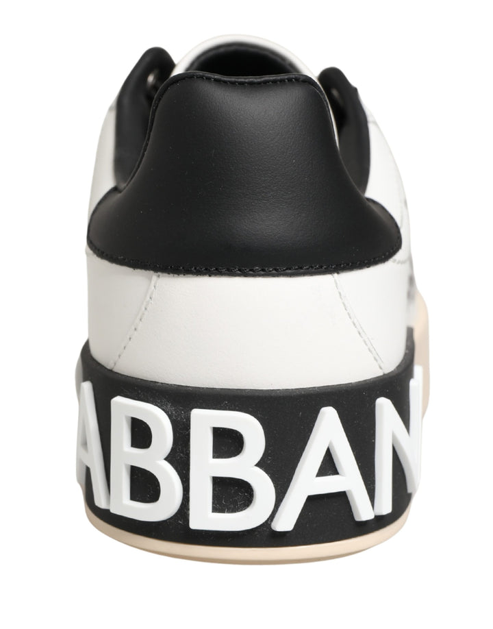 Dolce & Gabbana White Low Top Portofino Leather Sneakers Shoes