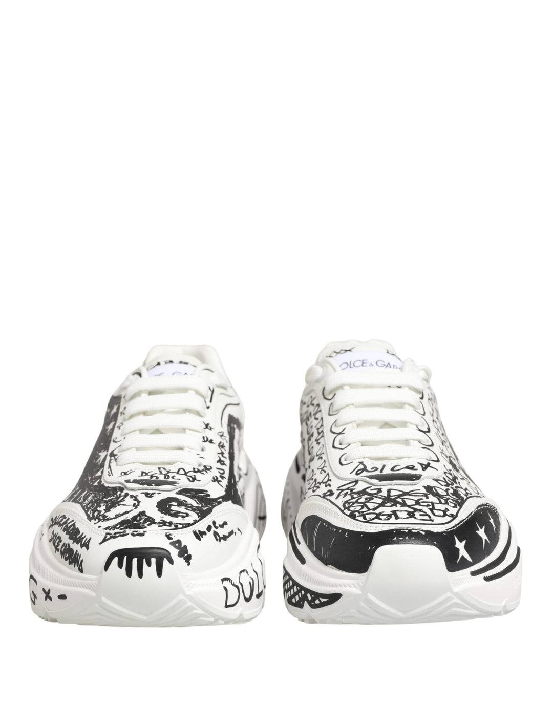 Dolce & Gabbana White Daymaster Graffiti Low Top Sneakers Shoes
