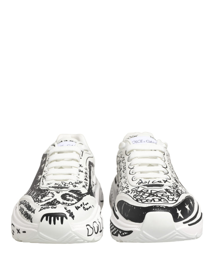 Dolce & Gabbana White Daymaster Graffiti Low Top Sneakers Shoes