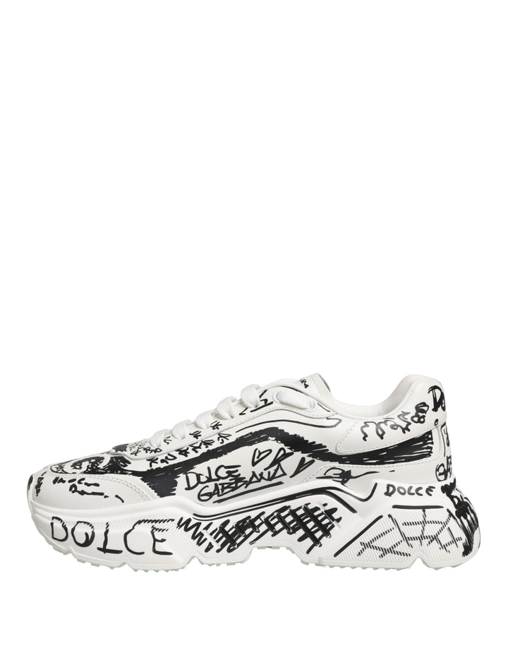 Dolce & Gabbana White Daymaster Graffiti Low Top Sneakers Shoes