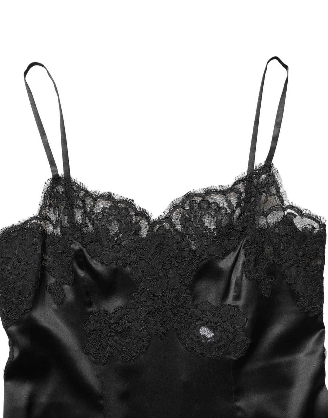 Dolce & Gabbana Black Silk Lace Lingerie Short Chemise Sleepwear