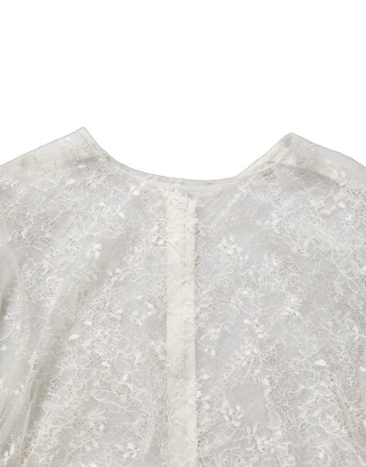 Dolce & Gabbana White Floral Lace Sheer Sleeveless Midi Dress