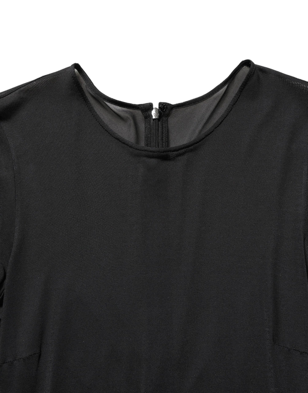 Dolce & Gabbana Black Sheer Long Sleeves Sheath Midi Dress