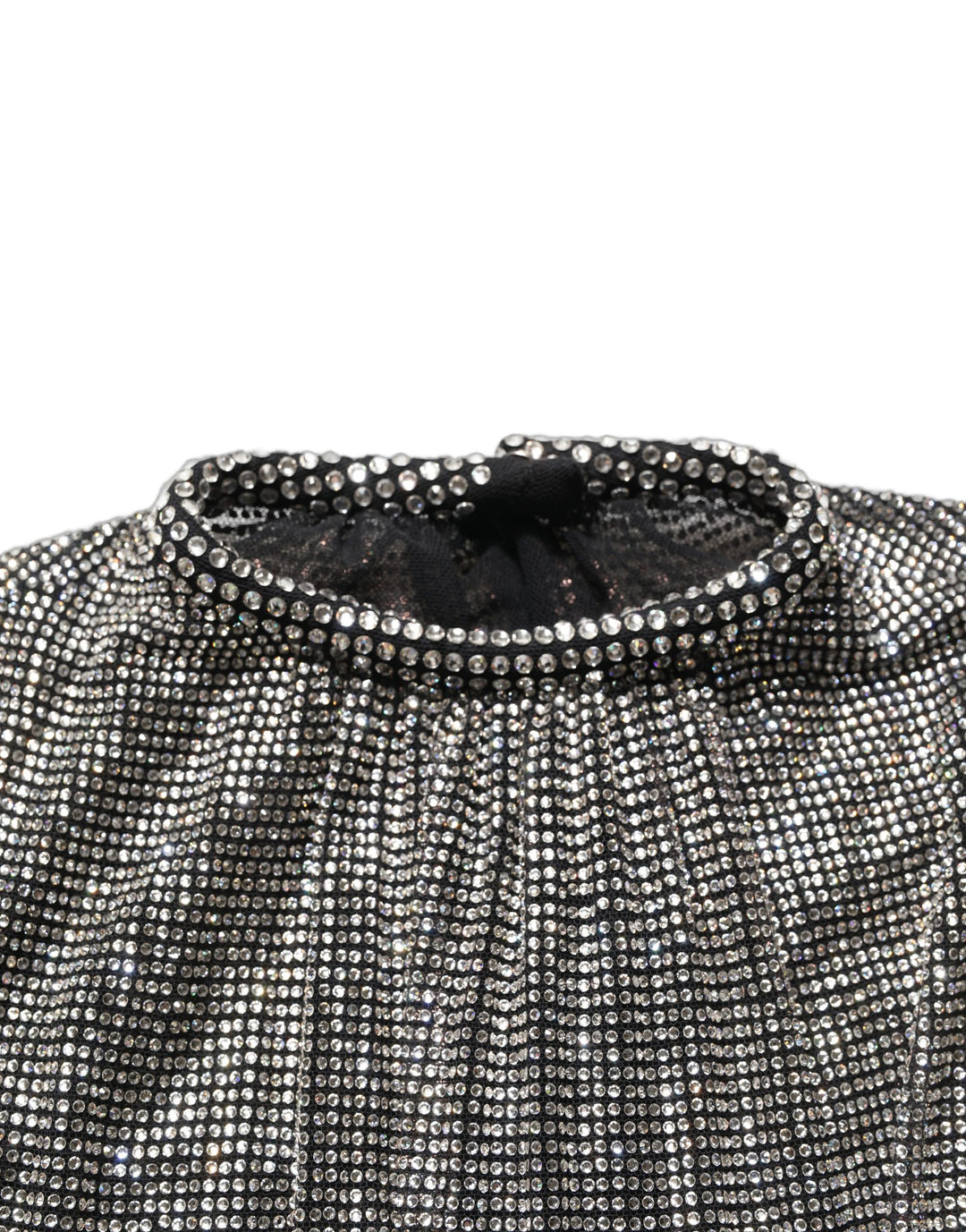 Dolce & Gabbana Silver Rhinestones Long Sleeves Bodysuit Mini Dress