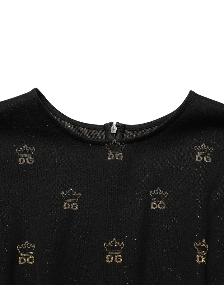 Dolce & Gabbana Black DG Crown Short-Sleeve Sheath Dress