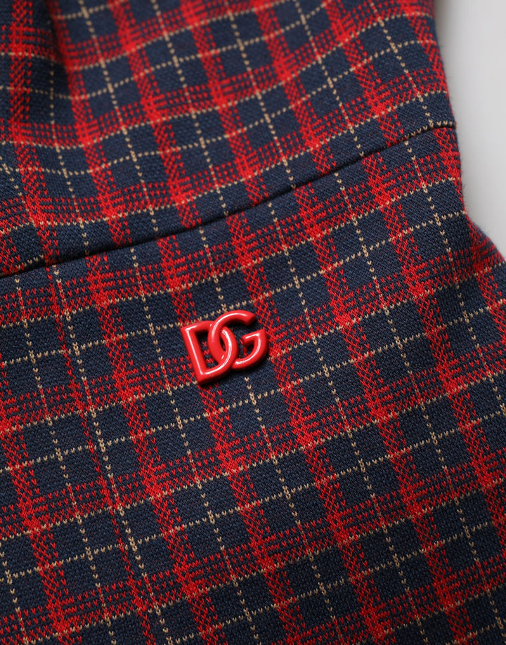 Dolce & Gabbana Red Black Checkered ShortSleeve Sheath Dress