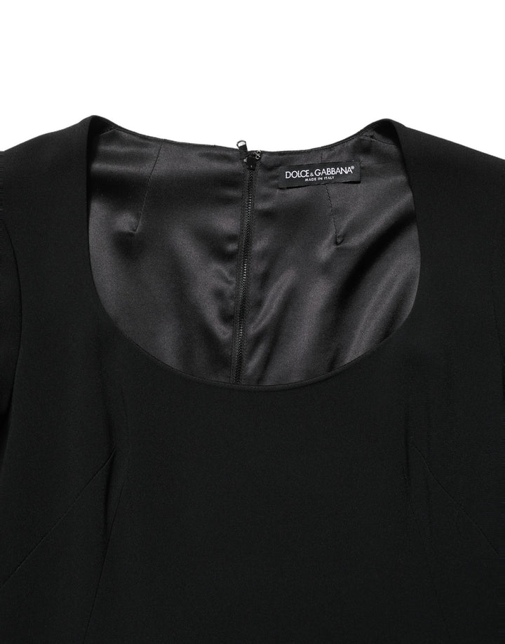 Roberto Cavalli Black Long Sleeves Scoop Neck Mini Dress
