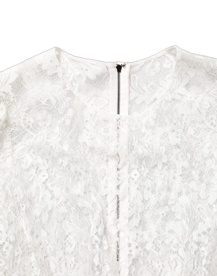 Dolce & Gabbana White Lace Top Embellished Black Skirt Dress