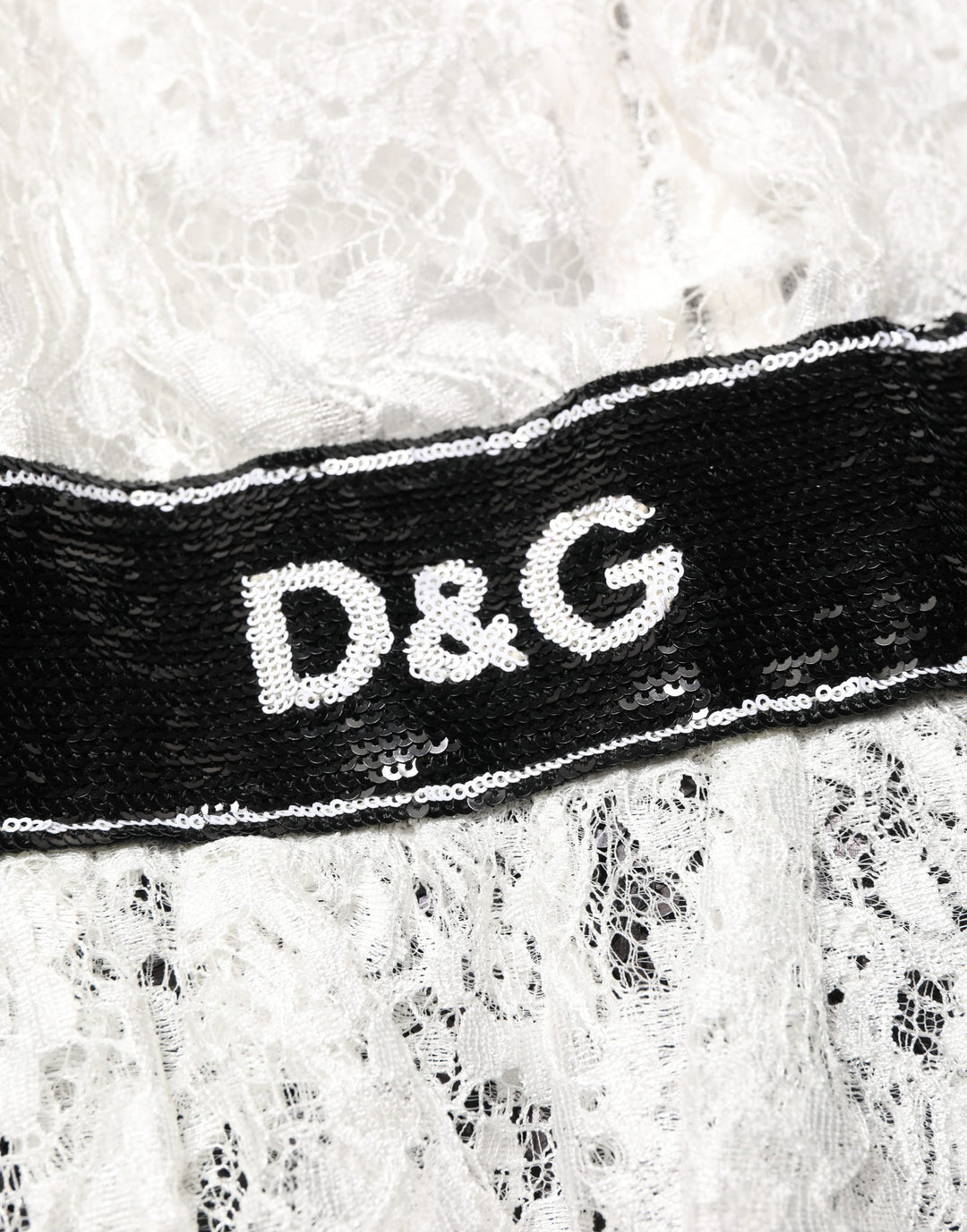 Dolce & Gabbana White Lace Top Embellished Black Skirt Dress