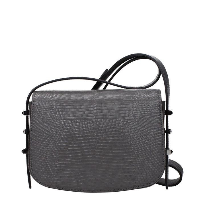 Jimmy Choo Gray Leather Shoulder Bag