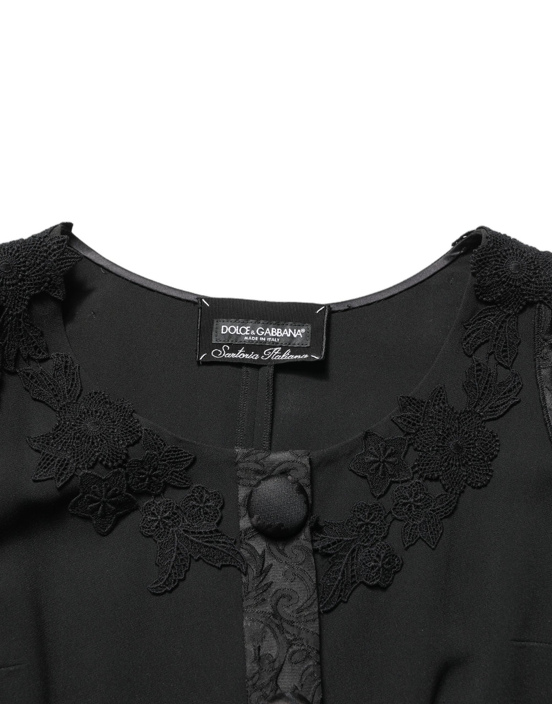 Dolce & Gabbana Black Button Fastening Lace Trimmed Blazer Jacket