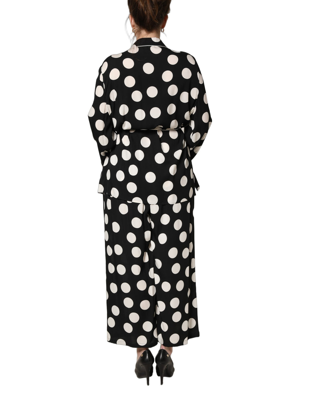 Dolce & Gabbana Black White Polka Dot Pajama 2 Piece Set Sleepwear
