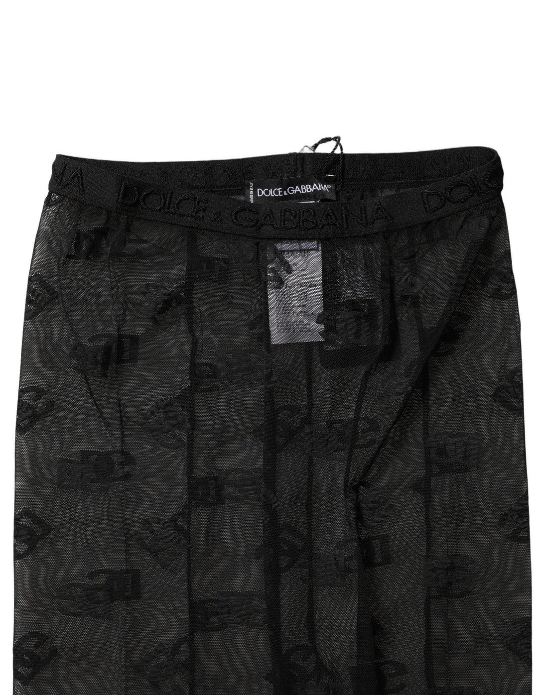 Dolce & Gabbana Black Nylon Logo Pattern Tights Stockings Socks