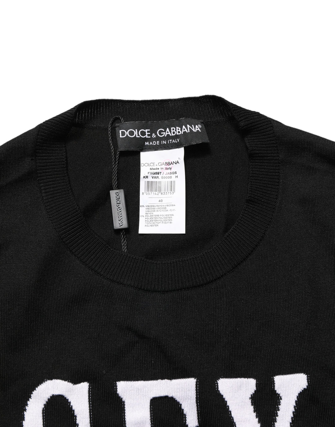 Dolce & Gabbana Black Graphic Print Long-Sleeved Top