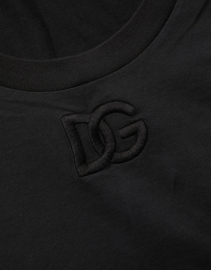 Dolce & Gabbana Black Cotton Short-Sleeve Crew Neck T-shirt
