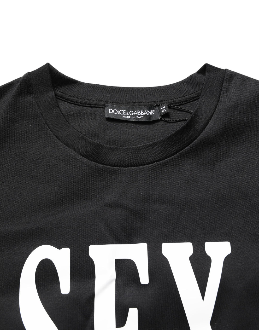 Dolce & Gabbana Black Jersey Graphic Short Sleeve Crew Neck T-shirt