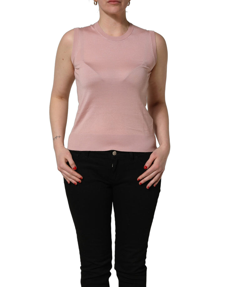 Dolce & Gabbana Pink Sleeveless Cashmere Knitted Tank Top