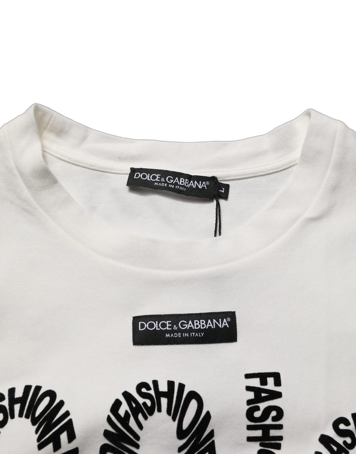 Dolce & Gabbana White Cotton Graphic Sleeveless Tank Top