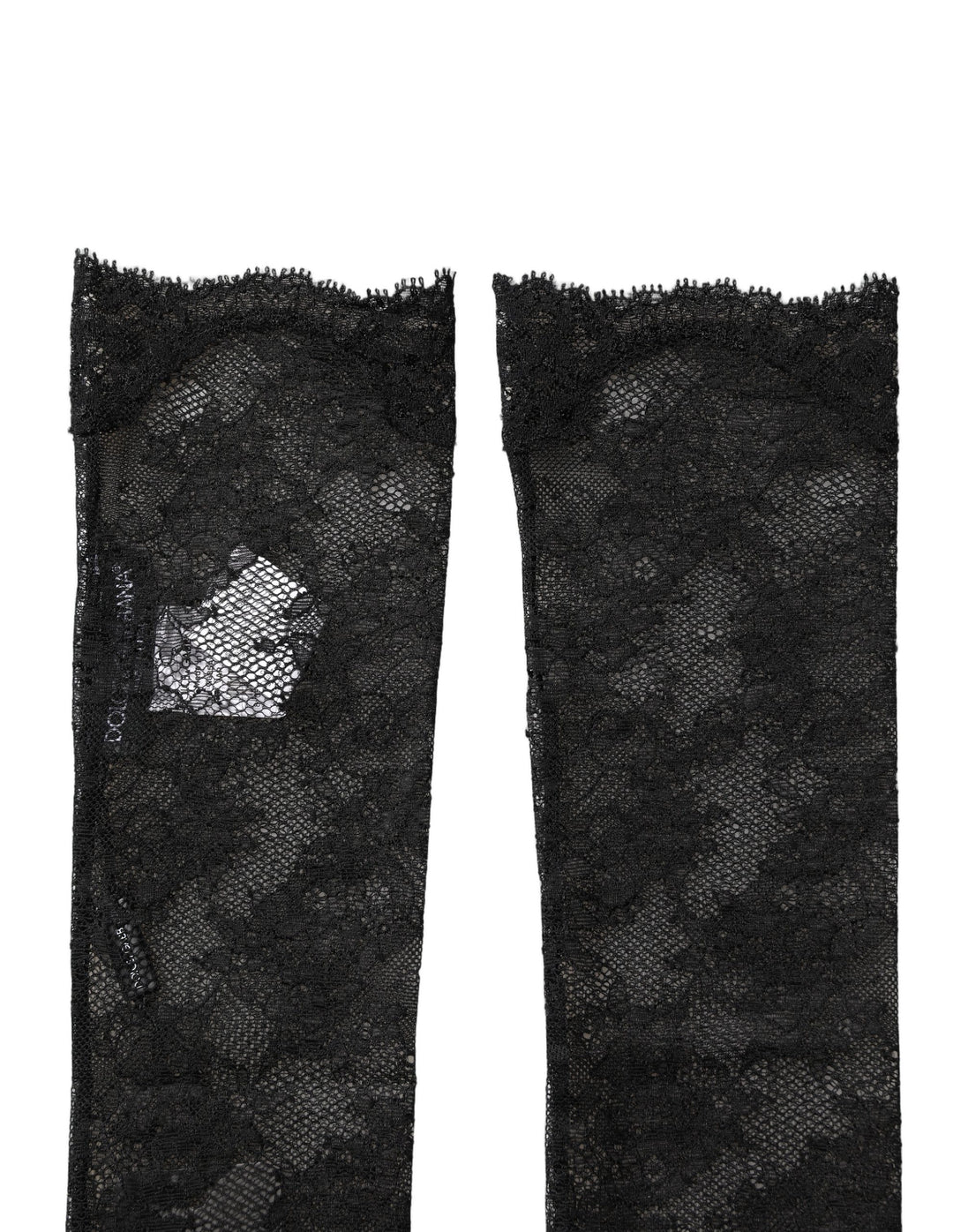Dolce & Gabbana Black Floral Lace Nylon Stretch Knee Socks
