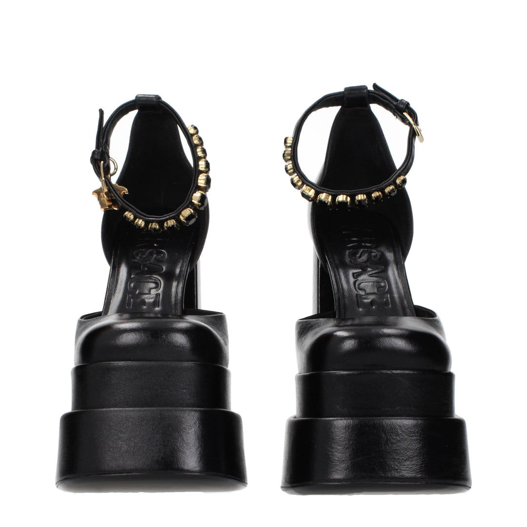 Versace Black Leather Platform Pumps