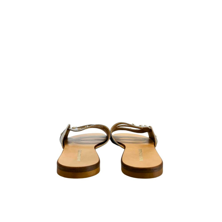 Borbonese Grey Leather Women Sandal