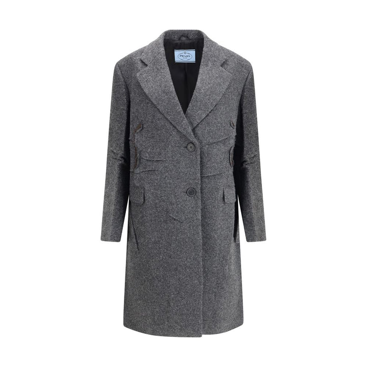 Prada Gray Fleece Wool Coat