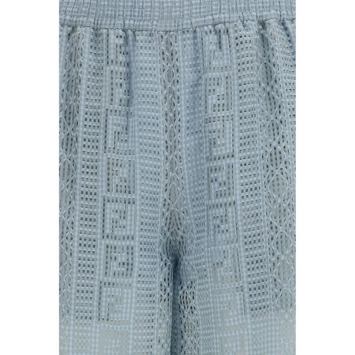 Fendi Blue Viscose Casual Pants