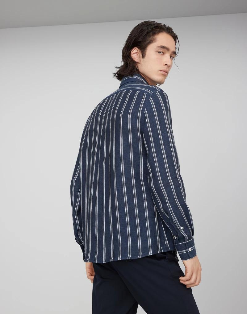 Brunello Cucinelli Bicolor Linen Pattern Shirt