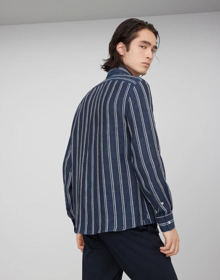 Brunello Cucinelli Bicolor Linen Pattern Shirt