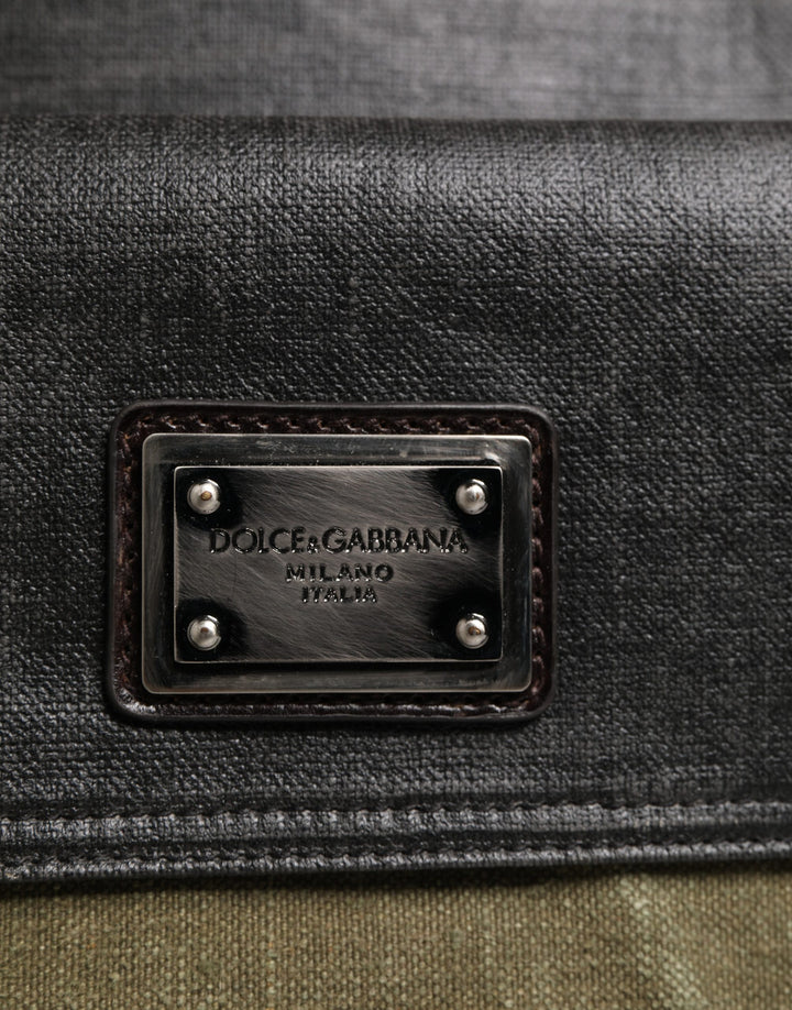 Dolce & Gabbana Military Green Two Tone Tote Duffel Shoulder Borse Bag