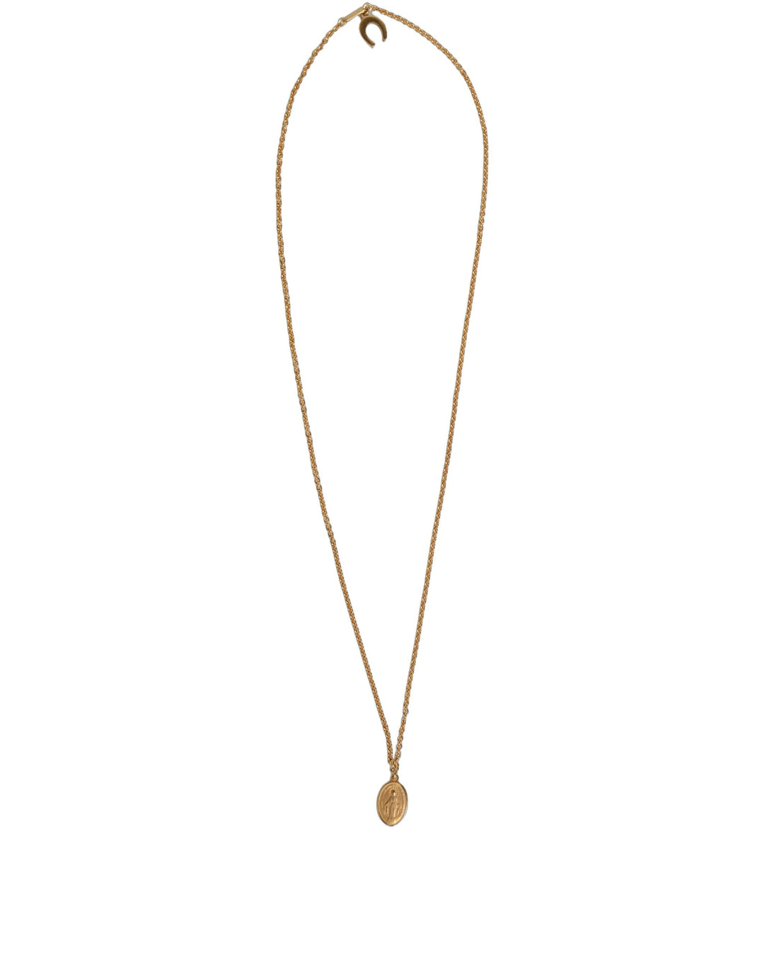 Dolce & Gabbana Gold Tone Brass Virgin Mary Medallion Pendant Necklace