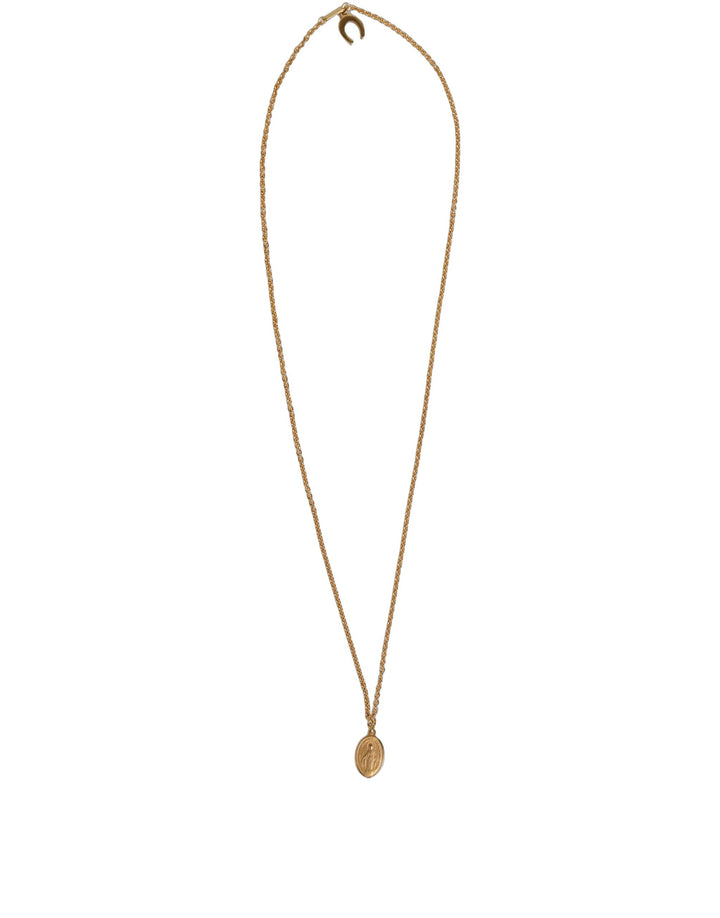 Dolce & Gabbana Gold Tone Brass Virgin Mary Medallion Pendant Necklace