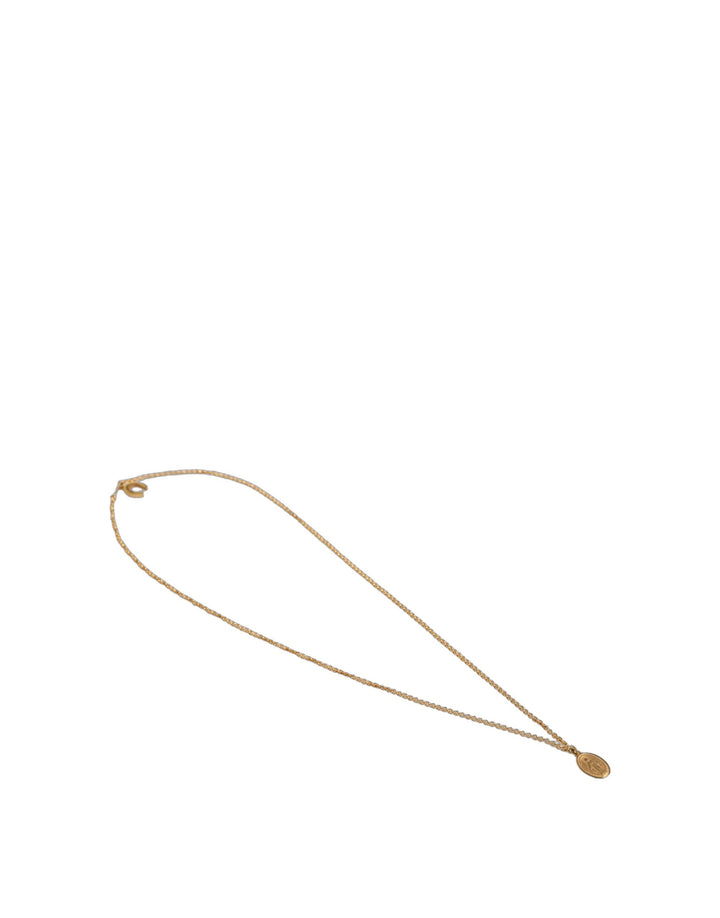 Dolce & Gabbana Gold Tone Brass Virgin Mary Medallion Pendant Necklace