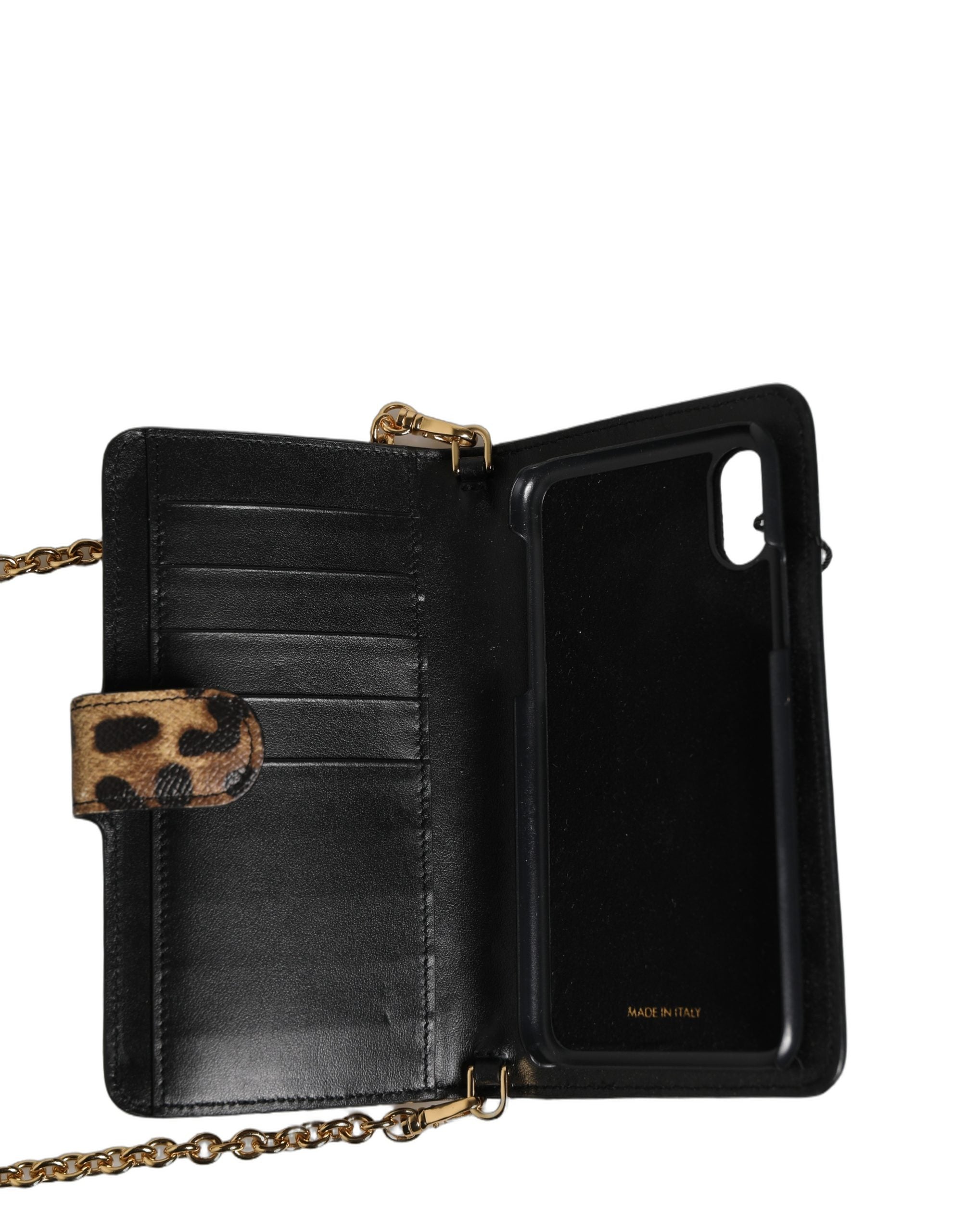 Dolce & Gabbana Flip Cover Brown Leopard Crystal iPhone X - XS