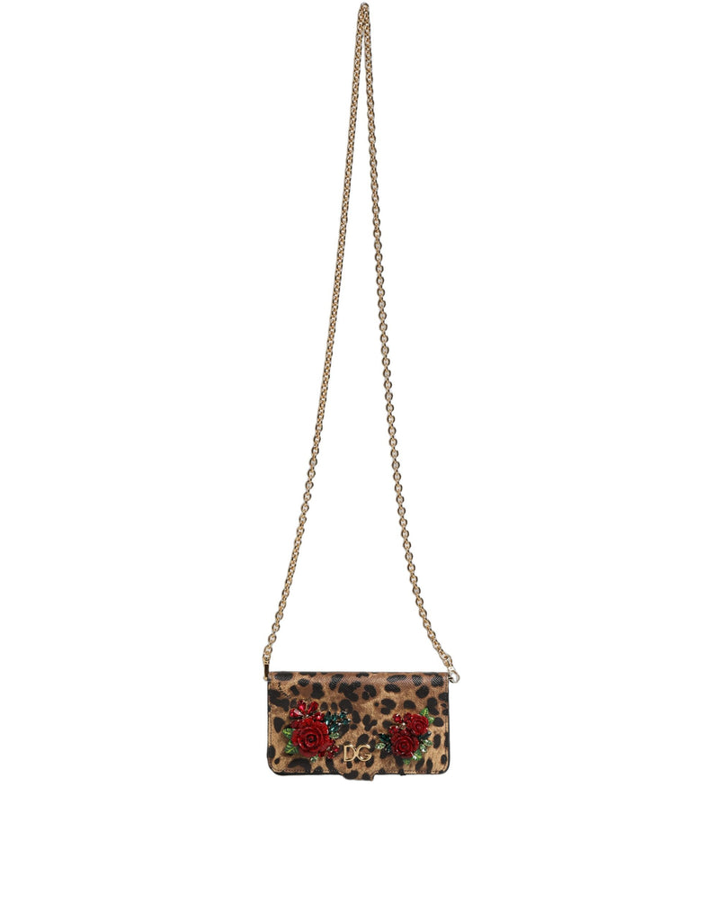 Dolce & Gabbana Flip Cover Brown Leopard Crystal iPhone X - XS