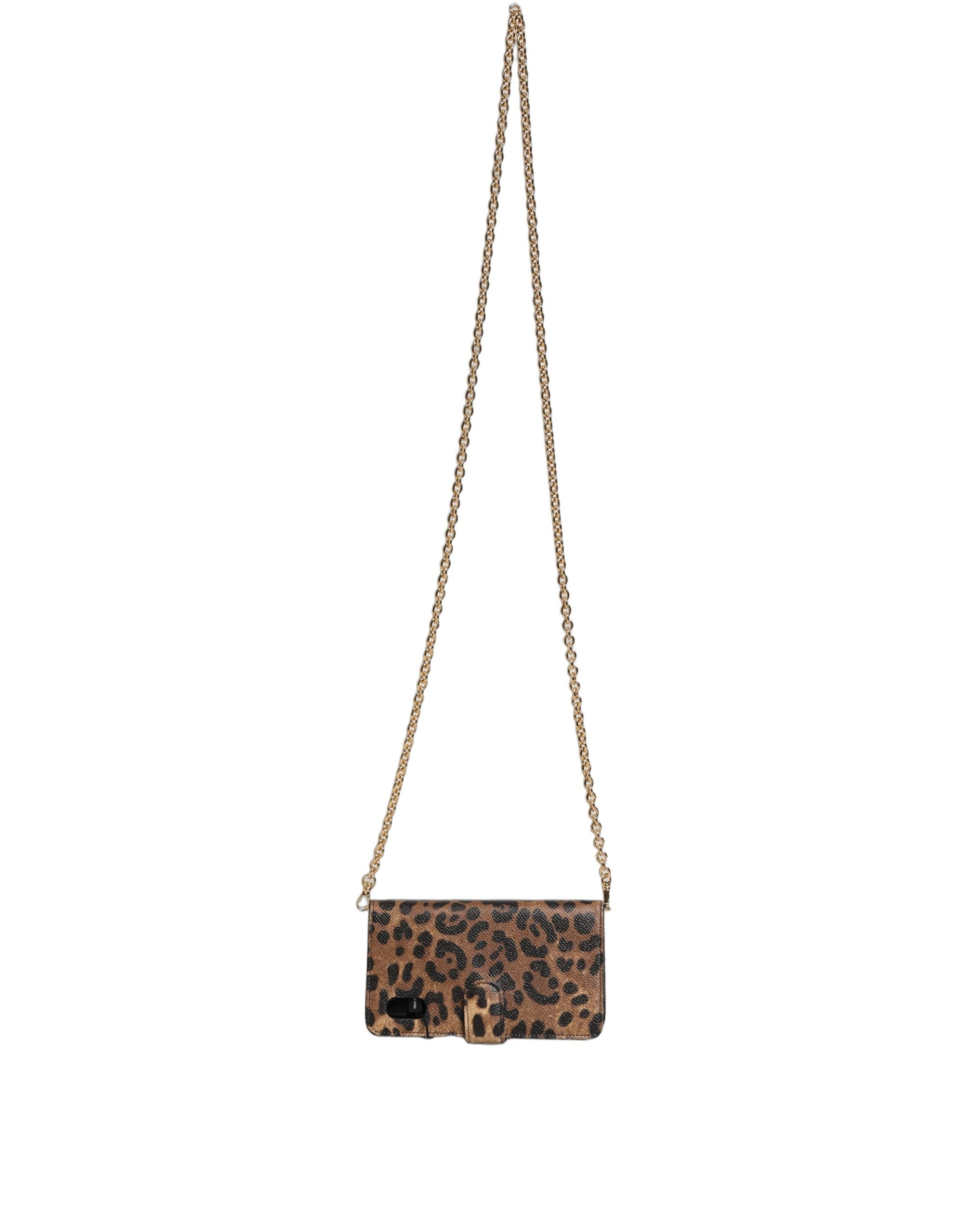 Dolce & Gabbana Flip Cover Brown Leopard Crystal iPhone X - XS