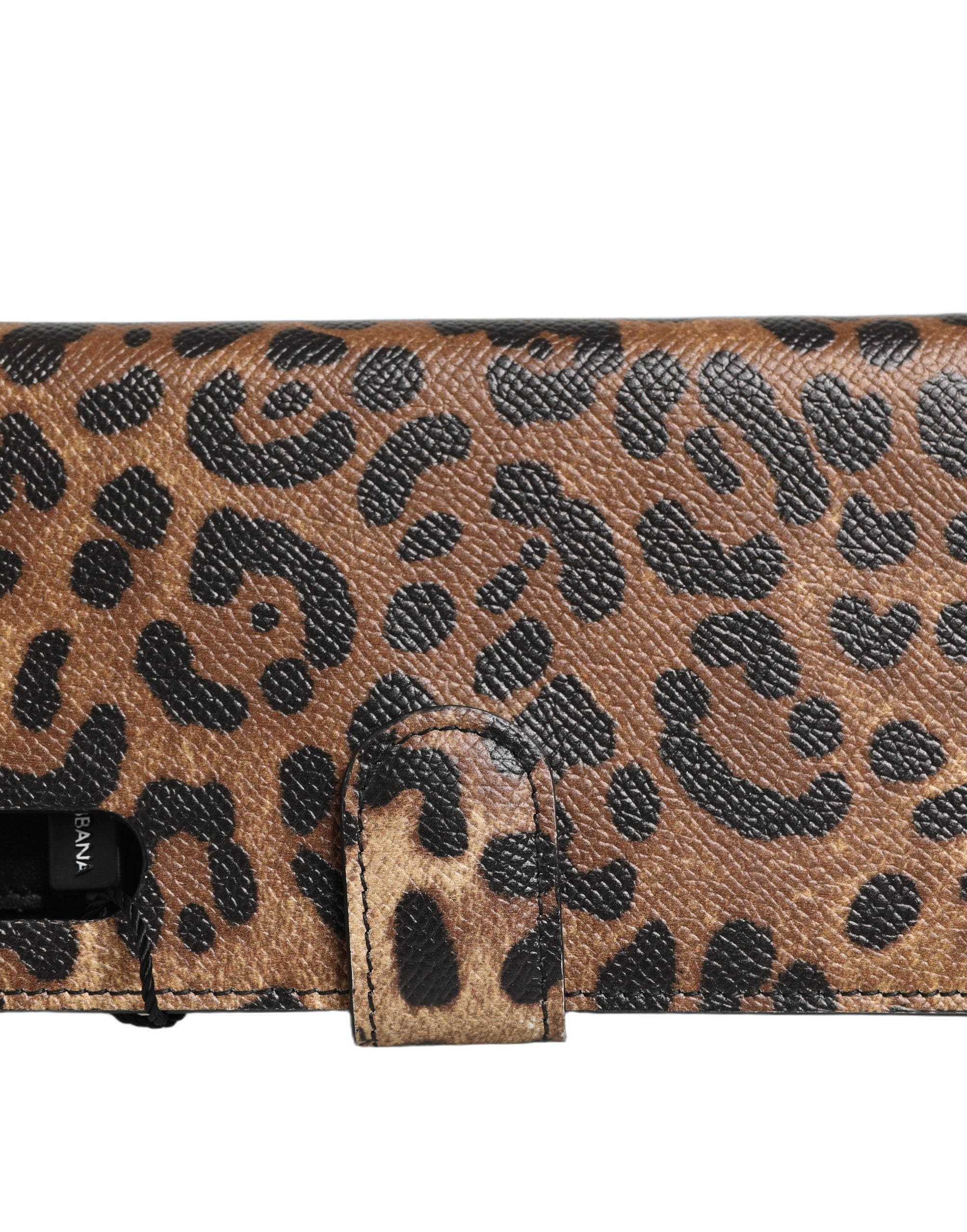 Dolce & Gabbana Flip Cover Brown Leopard Crystal iPhone X - XS
