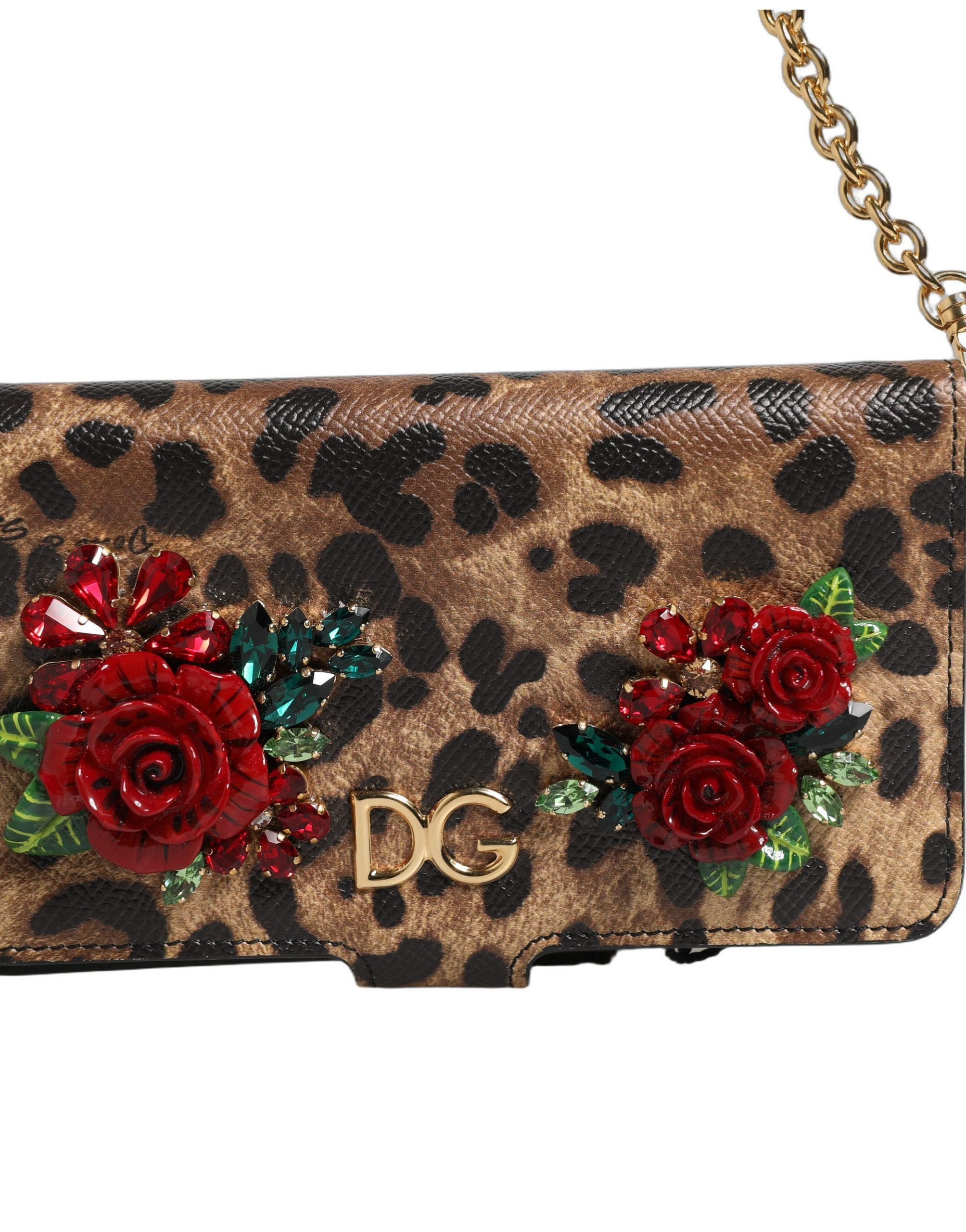 Dolce & Gabbana Flip Cover Brown Leopard Crystal iPhone X - XS