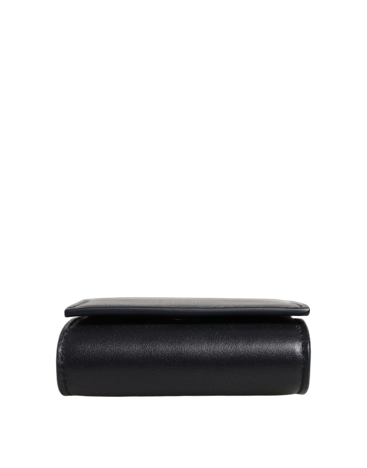 Dolce & Gabbana Black Calfskin Leather Logo Print Bifold CoinPurse Wallet