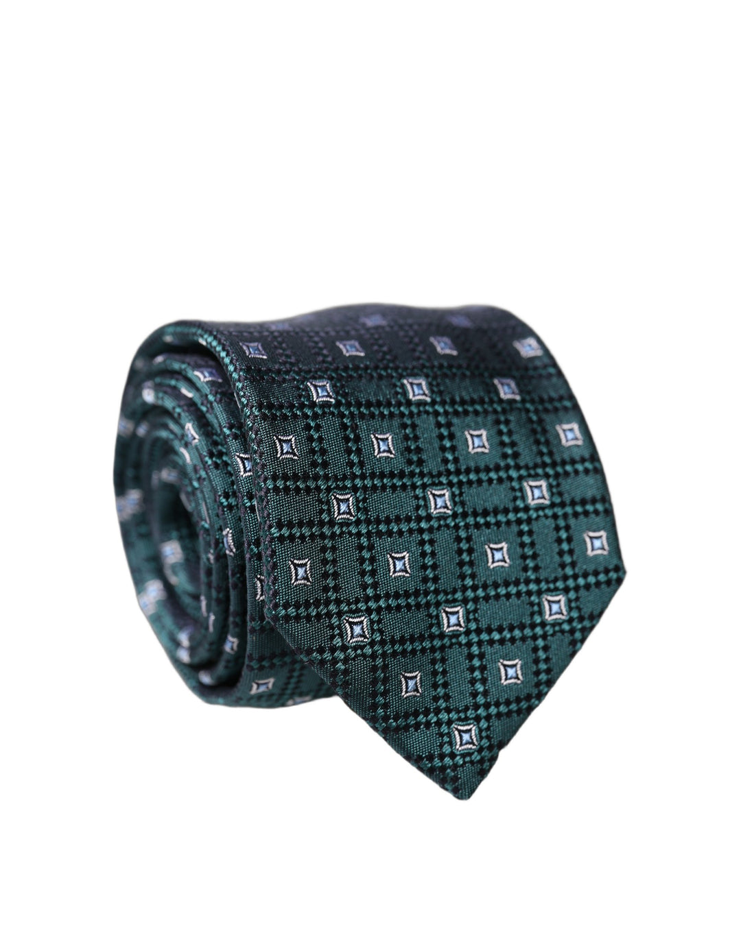 Dolce & Gabbana Dark Green Patterned Silk Adjustable Men Necktie Tie