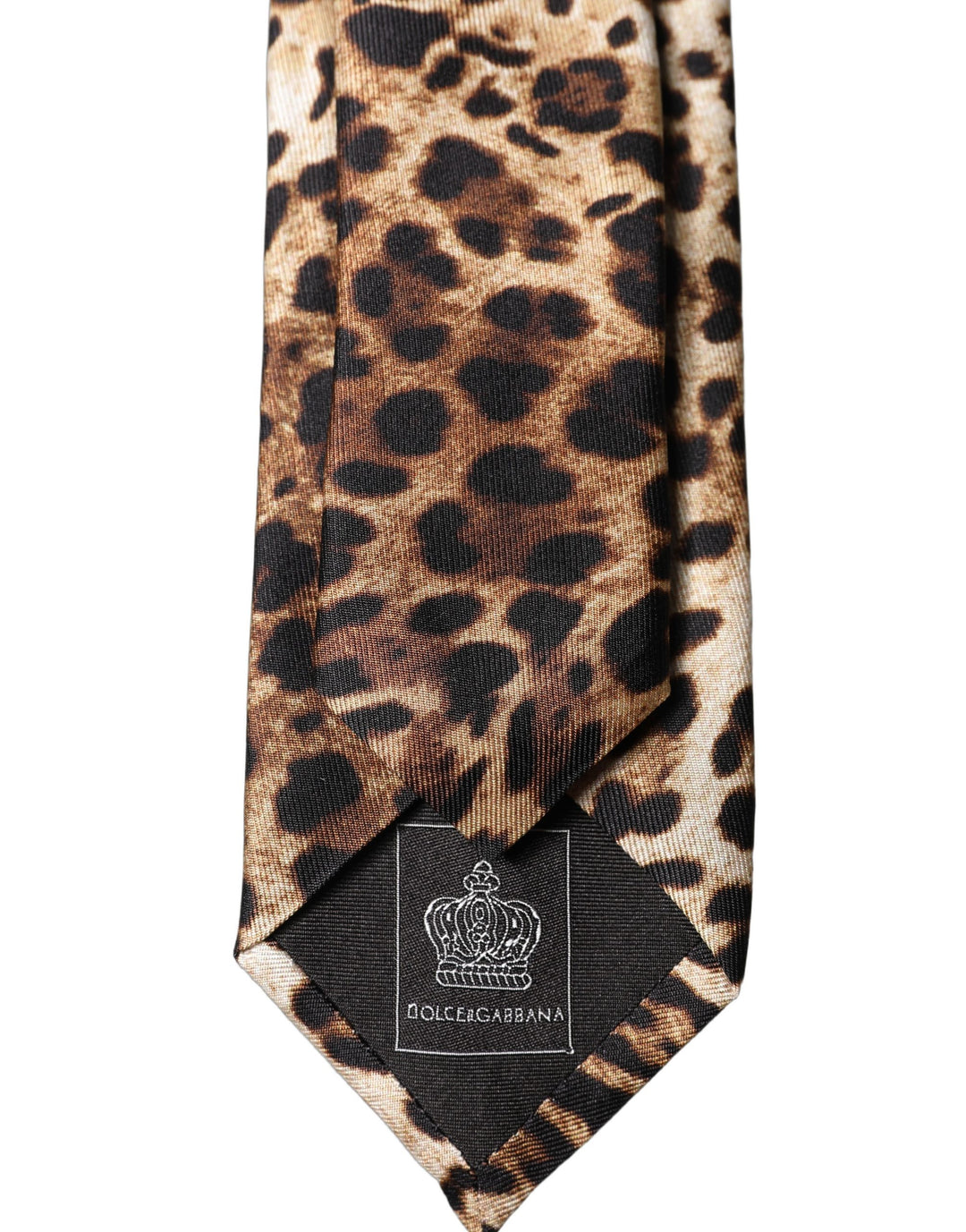 Dolce & Gabbana Brown Leopard Print Silk Adjustable Men Necktie Tie