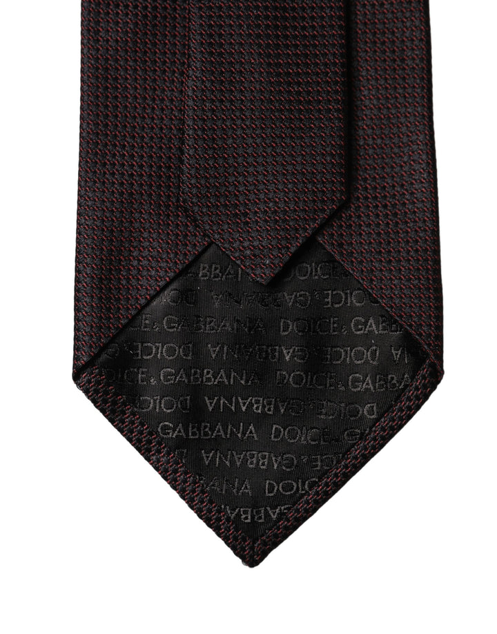 Dolce & Gabbana Black Red Patterned 100% Silk Adjustable Men Necktie Tie