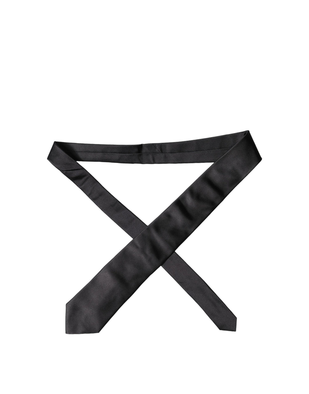Dolce & Gabbana Black Satin 100% Silk Adjustable Men Tied Necktie Tie