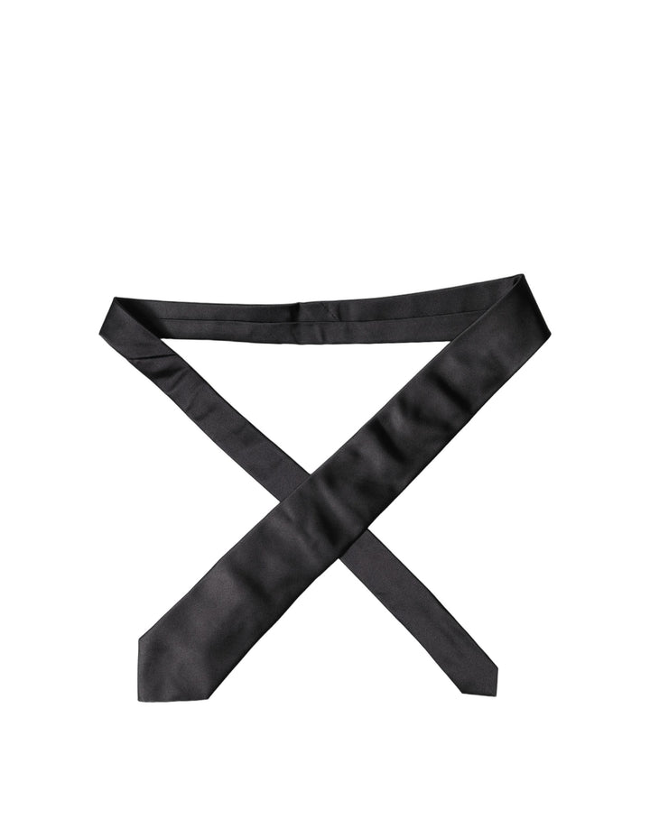 Dolce & Gabbana Black Satin 100% Silk Adjustable Men Tied Necktie Tie
