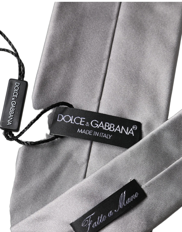 Dolce & Gabbana Gray Satin 100% Silk Adjustable Men Tied Necktie Tie
