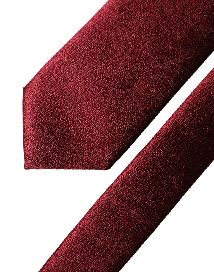Dolce & Gabbana Burgundy Solid Silk Adjustable Men Tied Necktie Tie