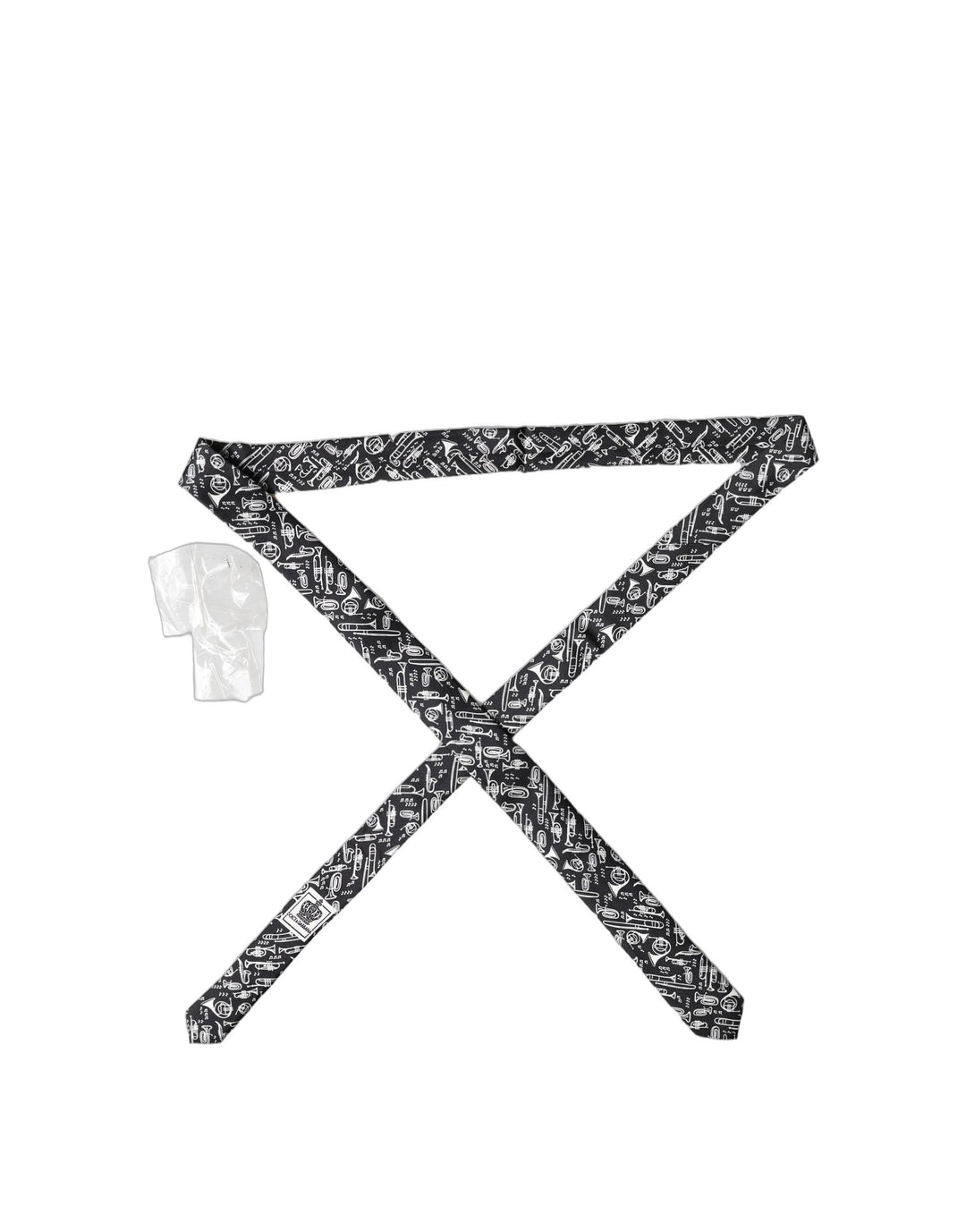 Dolce & Gabbana Black Trumpet Print Silk Adjustable Men Tied Necktie Tie