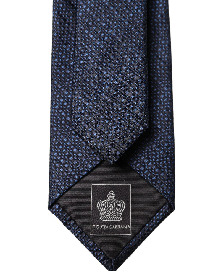 Dolce & Gabbana Navy Blue Textured Silk Adjustable Men Tied Necktie Tie