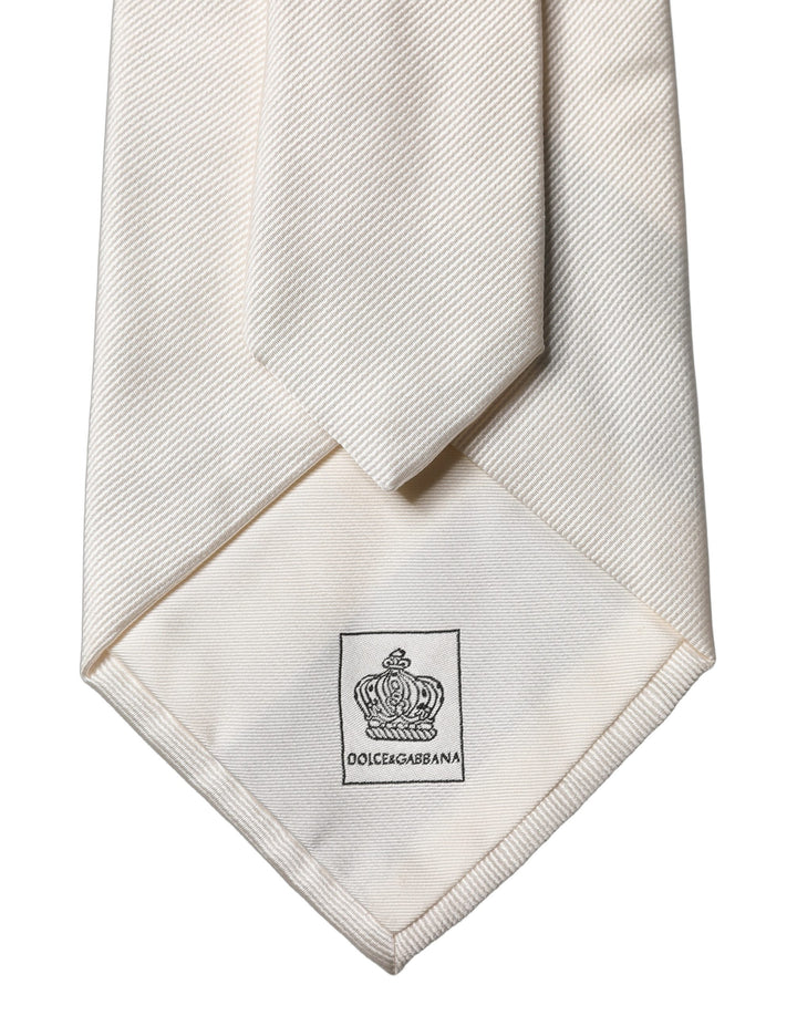 Dolce & Gabbana White Tattoo Floral Silk Adjustable Men Tied Necktie Tie