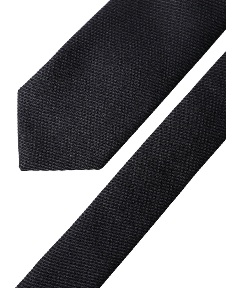 Dolce & Gabbana Black Solid 100% Silk Adjustable Men Tied Necktie Tie